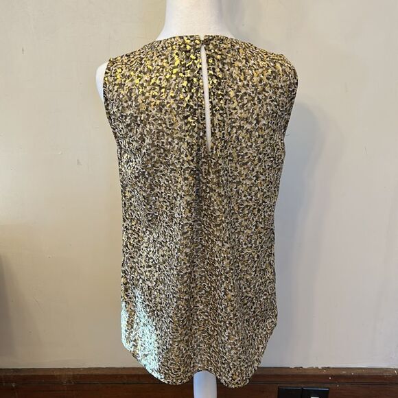 Michael Michael Kors Gold and Black Sleeveless blouse Size M EUC - Picture 4 of 9